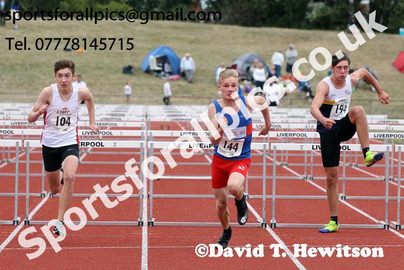 Boys under-15s 80 hurdles, 2018 Northern Under-17s/U-15s/U-13s Champs., Wavertree Athletics Centre, Liverpool. Photo: David T. Hewitson/Sports for All Pics
